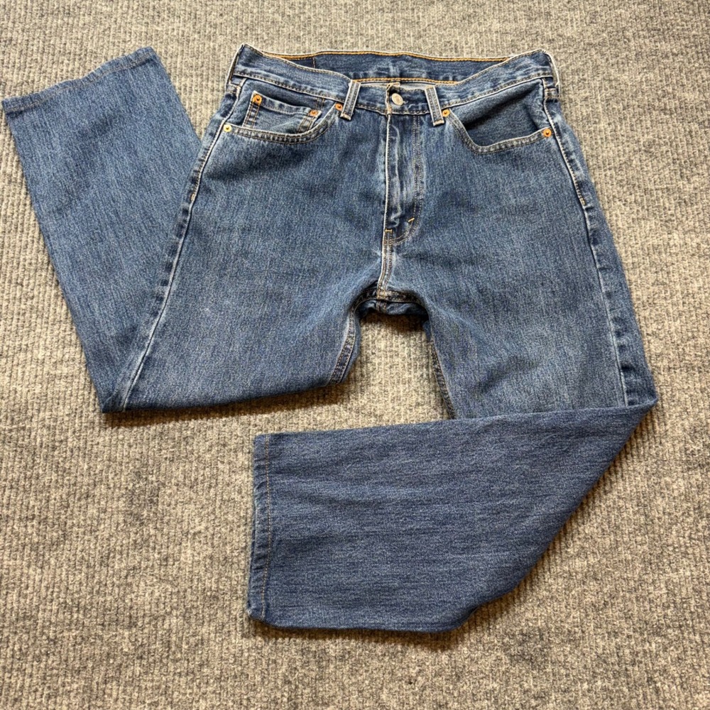 Levi's 505 Mens 32x29 32x27 Regular Fit Jeans Medium Stone Wash Classic Fit